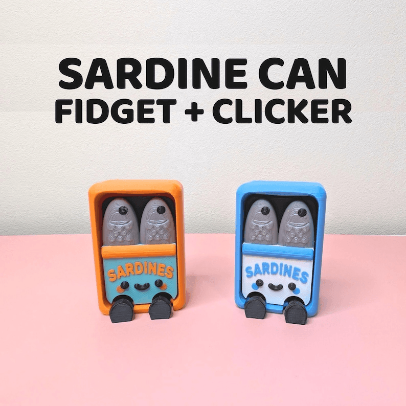 Sardine Can Fidget Clicker Cute Sensory Stress Toy