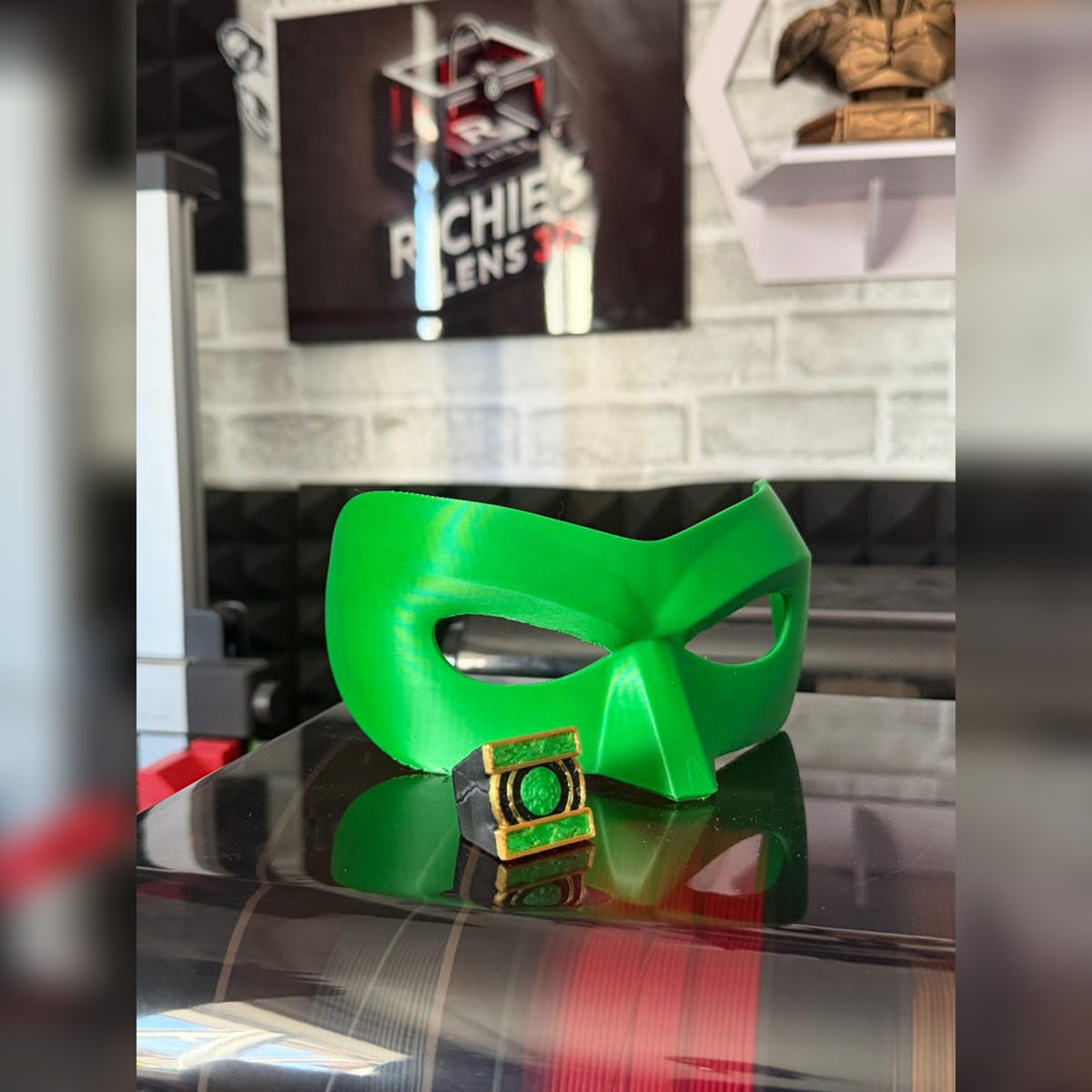 Green Lantern Inspired Mask & Power Ring Cosplay Set