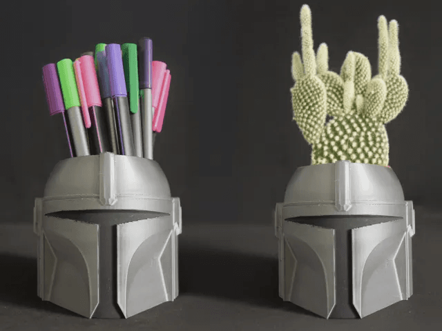Mandalorian Helmet Inspired Planter & Pen Holder | Fan Decor