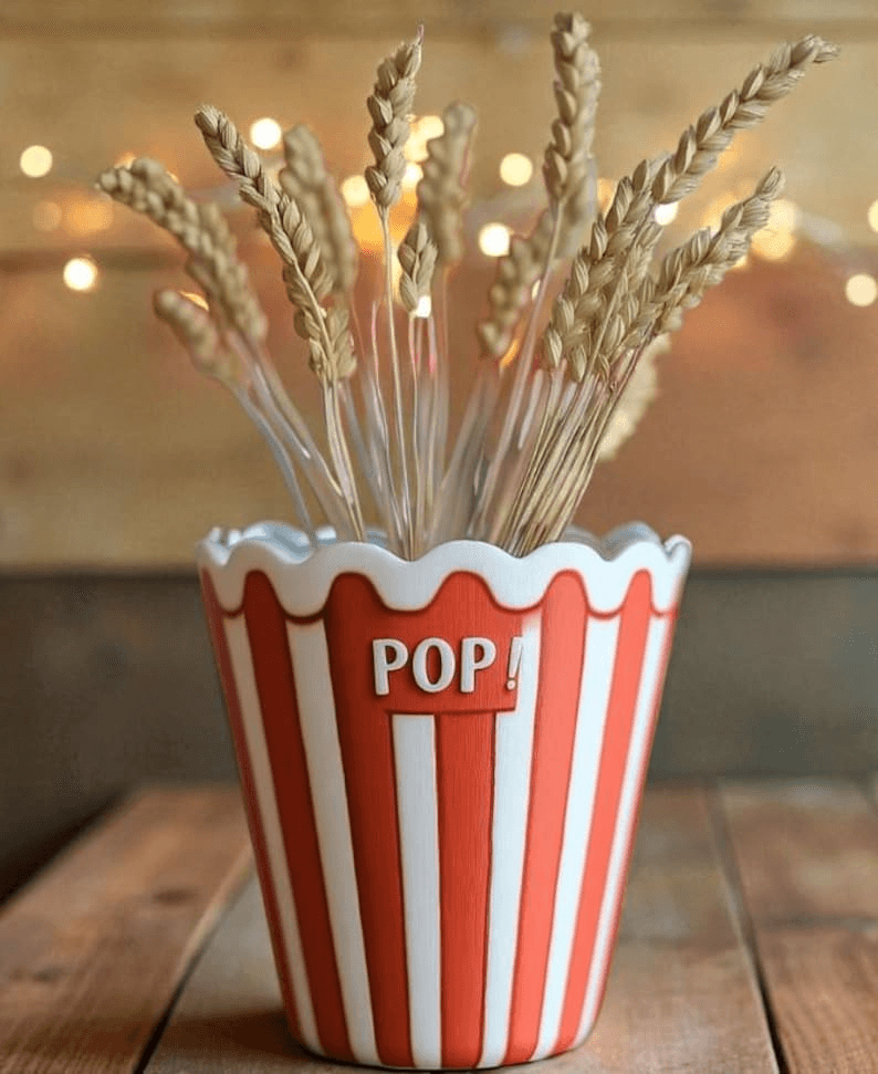 Popcorn Bucket Inspired Flower Vase | POP! Cinema Decor