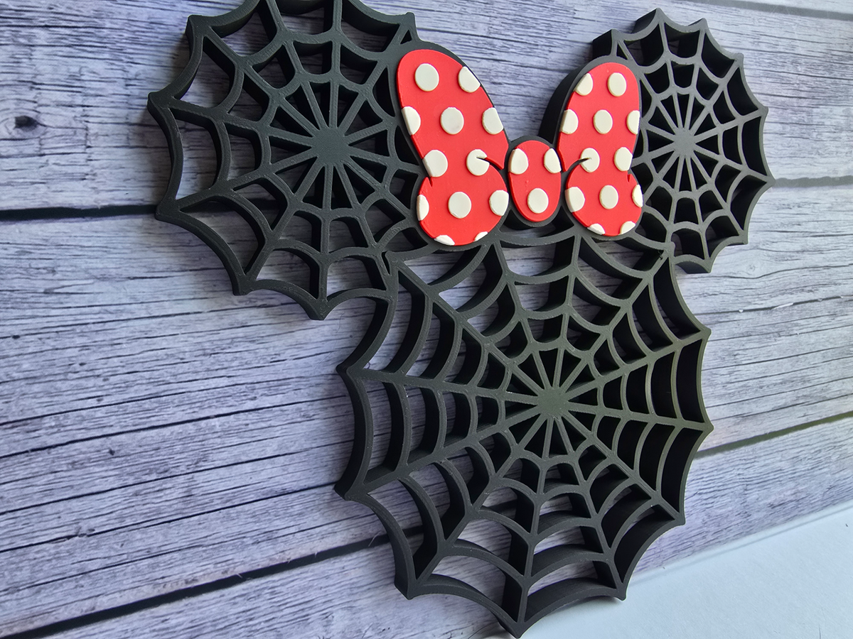 Minnie Mouse Inspired Spider Web Halloween Sign Decor