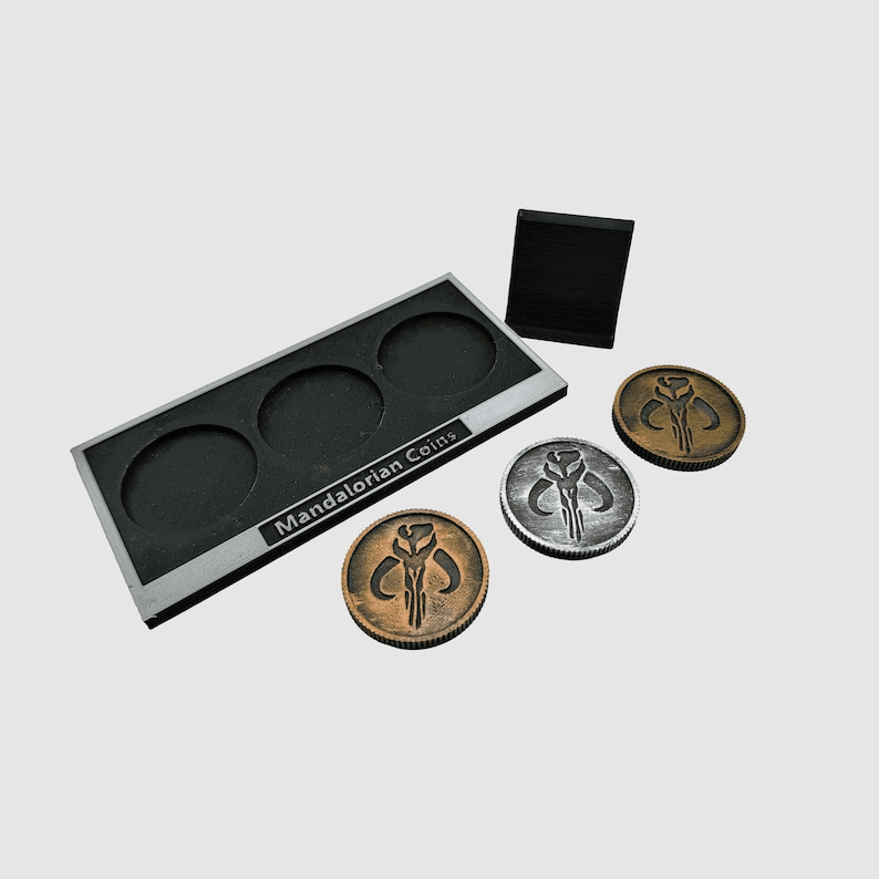 Mandalorian Inspired Coins Display Set with Stand