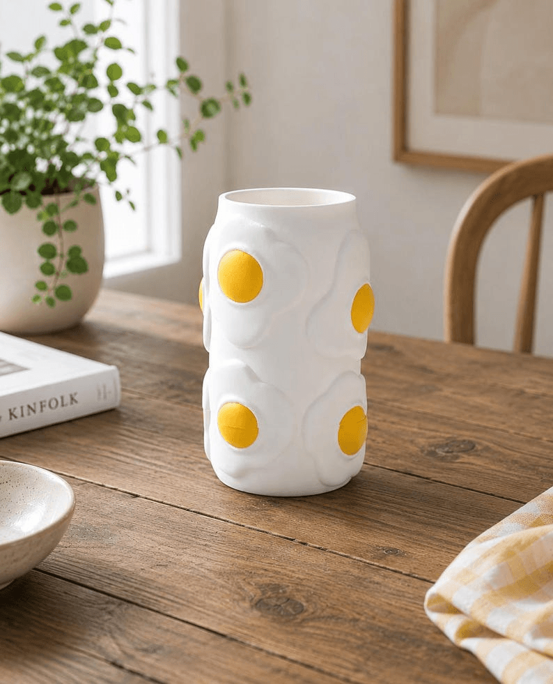 Sunny Side Up Fried Egg Vase | Quirky Kitchen Decor