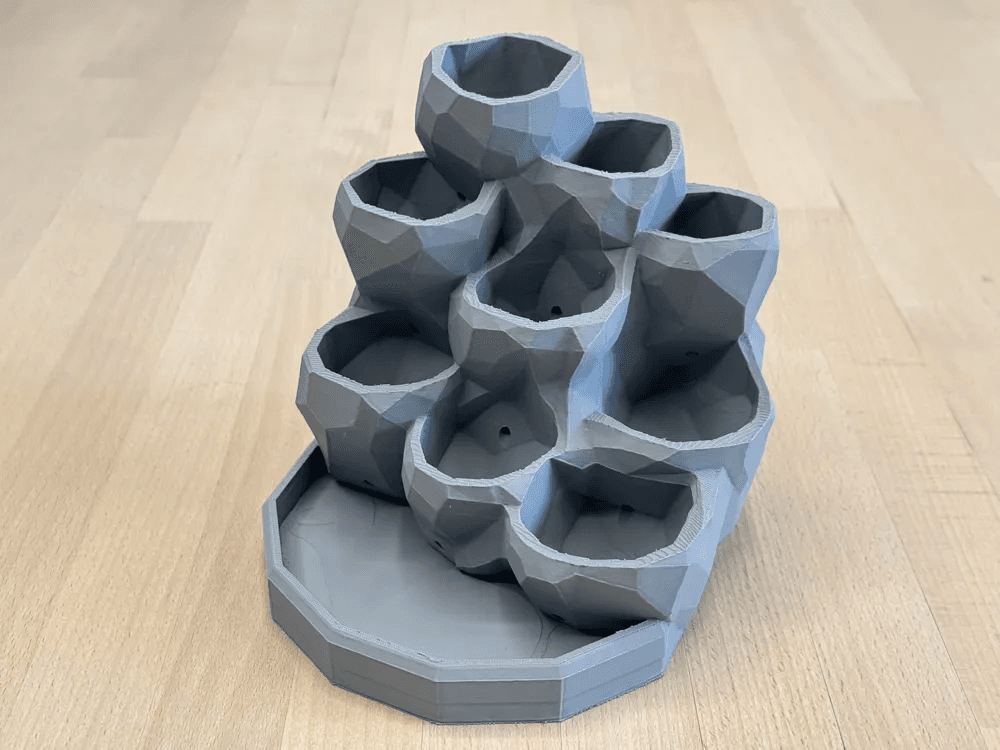 Minecraft-Inspired Rock Succulent Planter – Gray 3D Printed