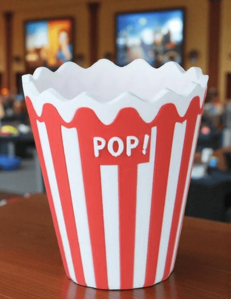 Popcorn Bucket Inspired Flower Vase | POP! Cinema Decor