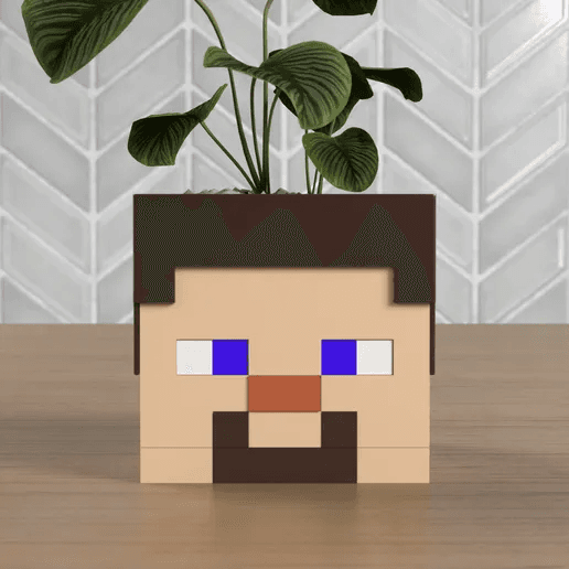 Minecraft-Style Steve & Creeper Inspired Planter Duo