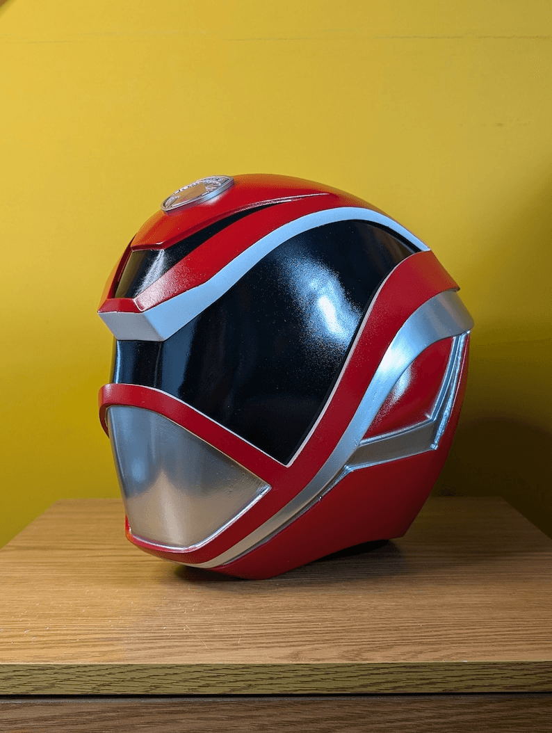 Red Ranger Inspired Cosplay Helmet – Fan Art Collectible