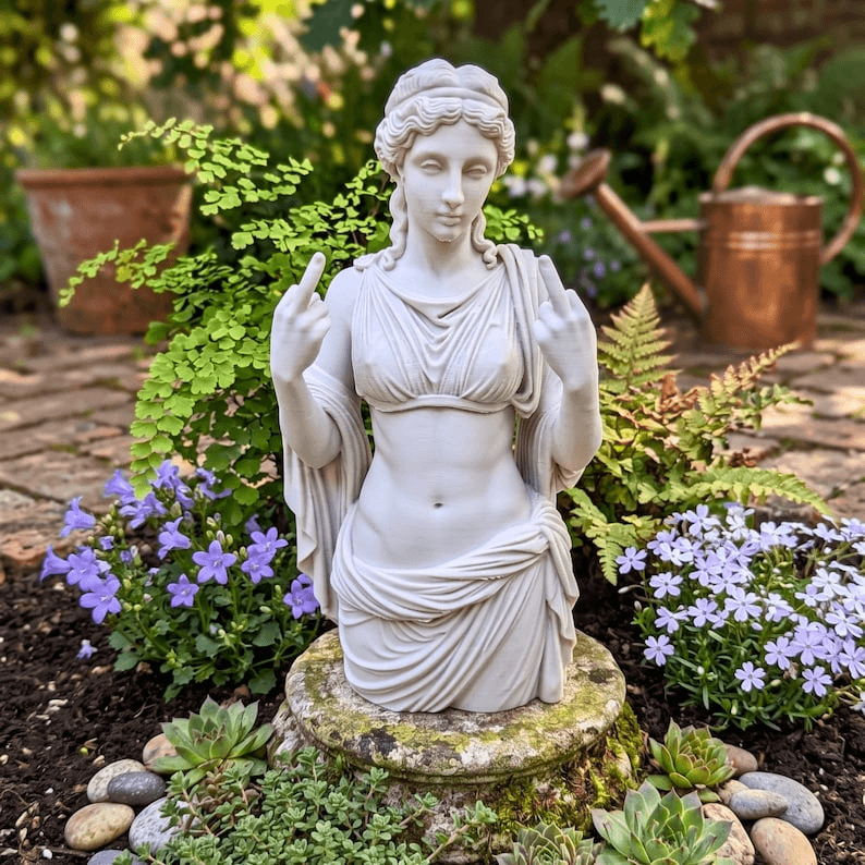 Funny Greek Goddess Middle Finger Bust Statue Decor