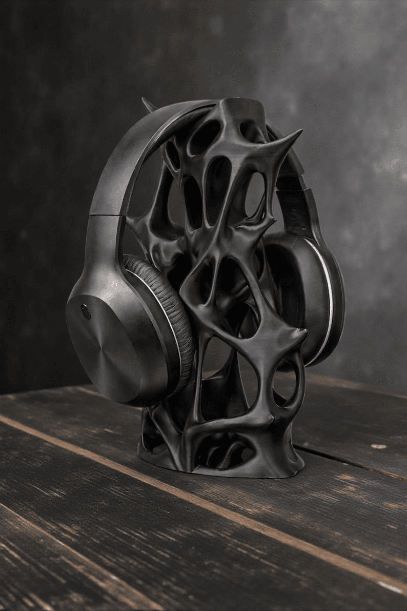 Geometric Headphone Stand – Modern Copper Desk Decor