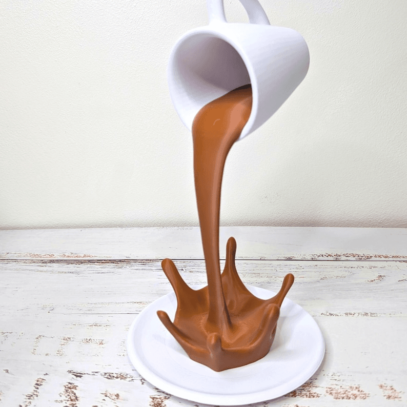 Anti-Gravity Spilling Coffee Mug Optical Illusion Decor