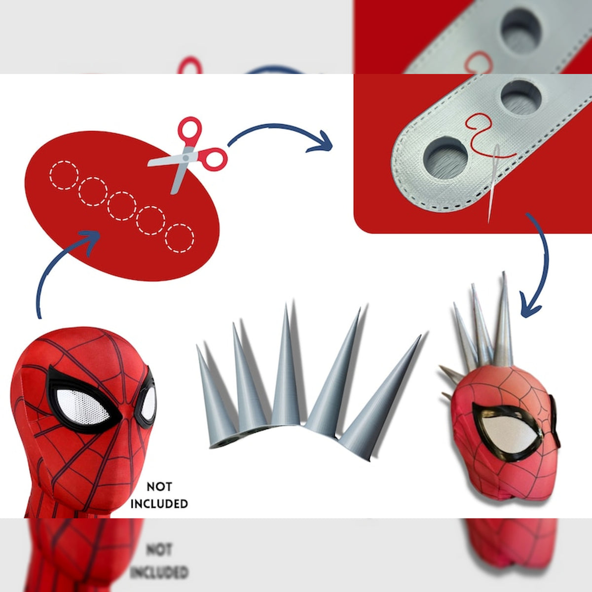 Spider-Verse Inspired Punk Spiked Cosplay Mask