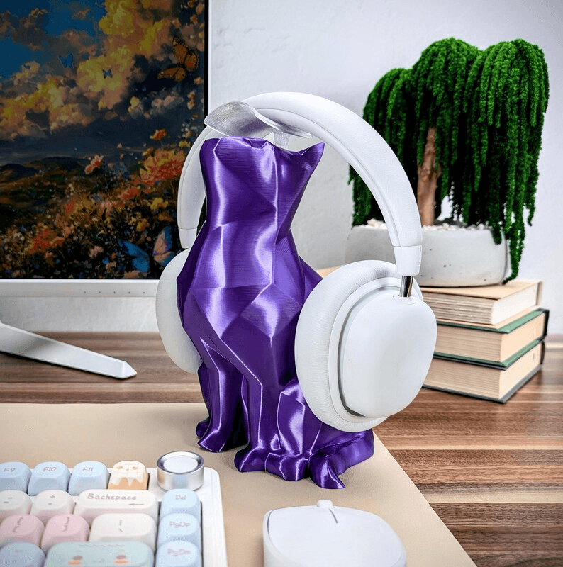 Cute Sleeping Cat Headphone Stand & Headset Holder