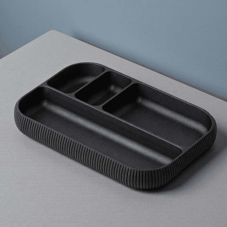Minimalist Matte Black Desk Organizer Tray for Gamers