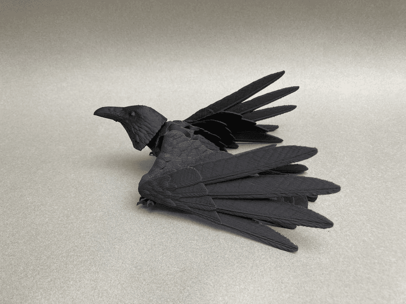 Flexi Raven & Skull Base | Gothic Articulated Bird Figure