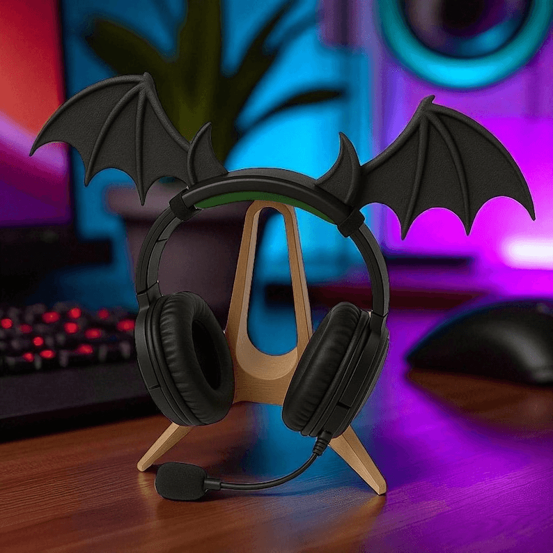 Vampire Bat Wings Headset Decoration | Gothic Gaming Decor