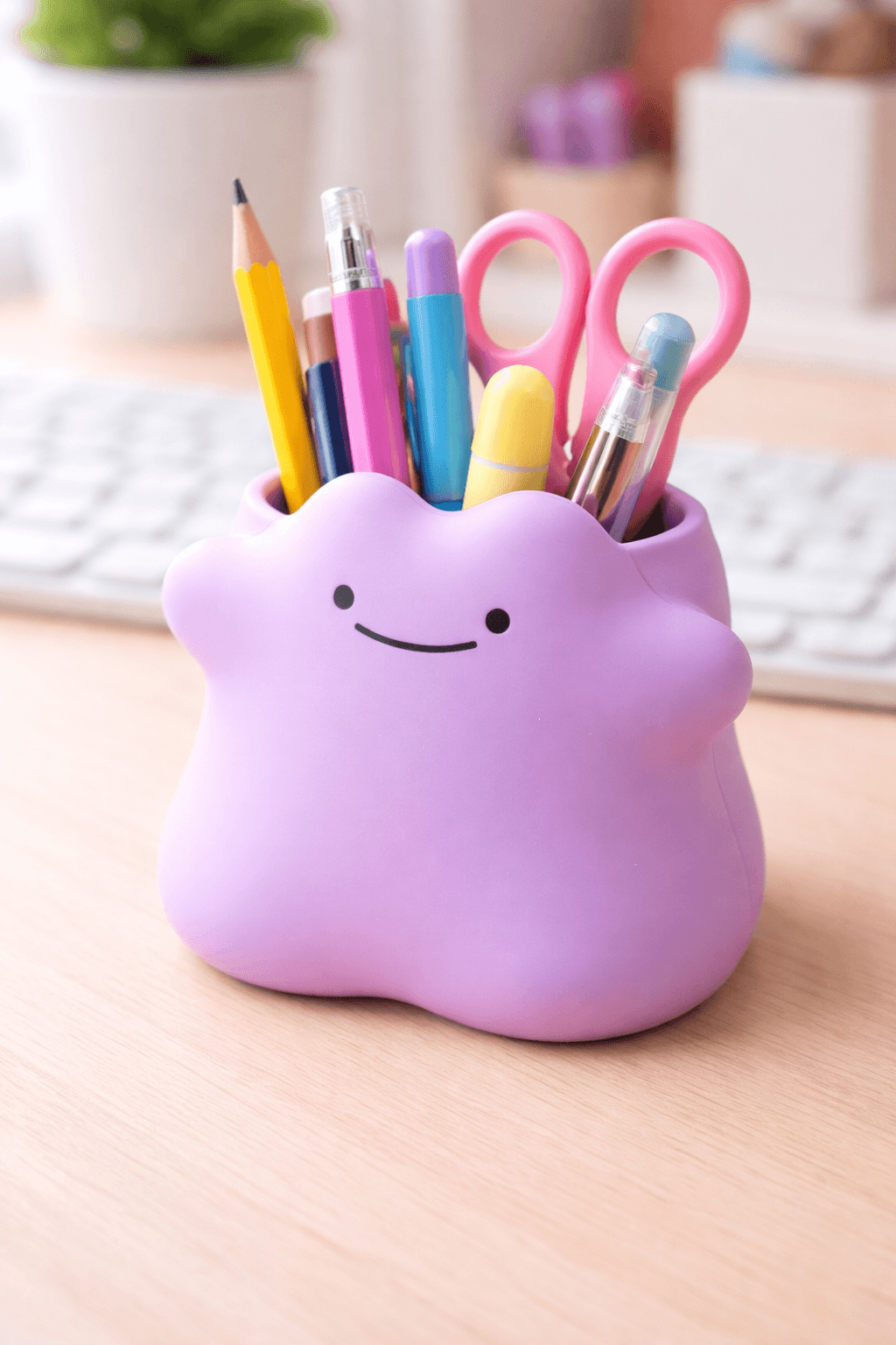 Ditto-Inspired Purple Pokemon Fan Pencil Holder Desk Tidy