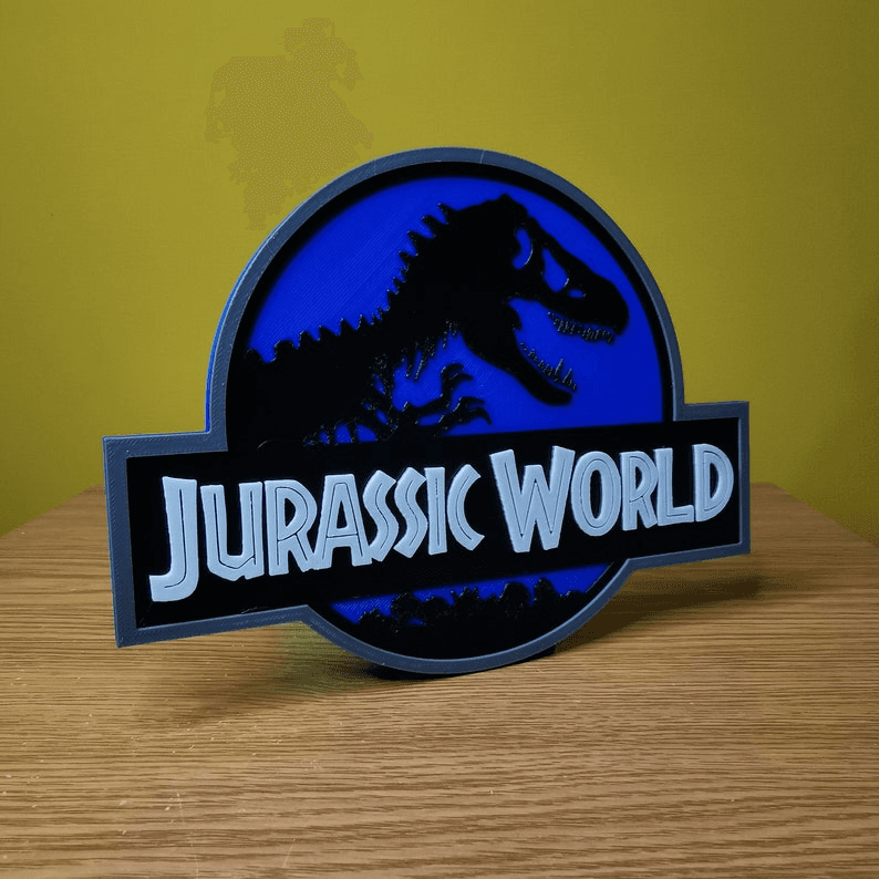 Jurassic World Inspired Dinosaur Logo Sign Plaque