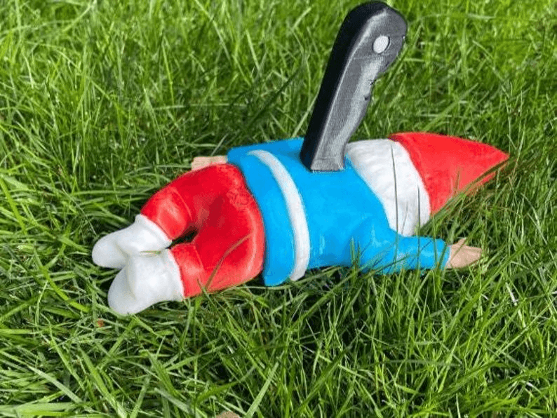 Murdered Gnome Garden Ornament – Dark Humor Decor