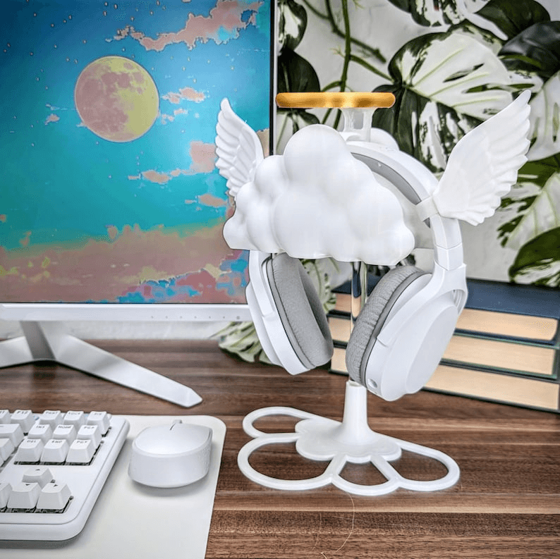 Cute Cloud Headphone Stand – Kawaii Gaming Room Decor