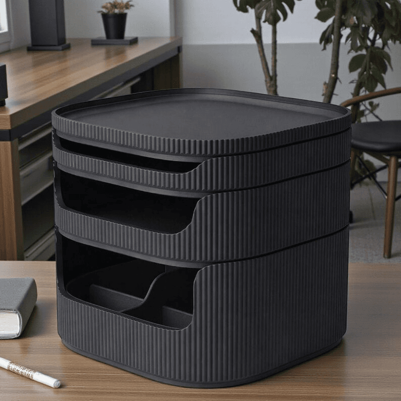 Stackable Modular Desk Organizer Tray Set – Dark Gaming Style