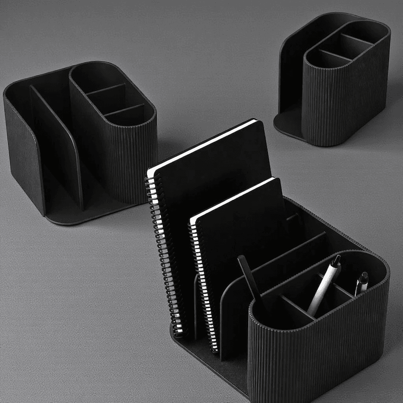 Dual Notepad Desk Organizer | Minimalist Black Caddy