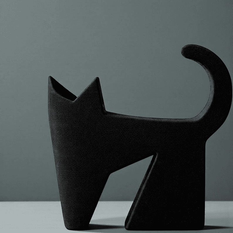 Minimalist Black Cat Vase | Modern Home Décor Sculpture