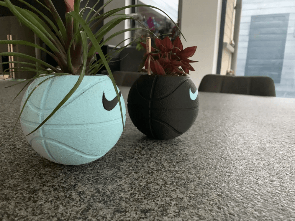 Black Nike-Inspired Basketball Planter | Sports Fan Gift