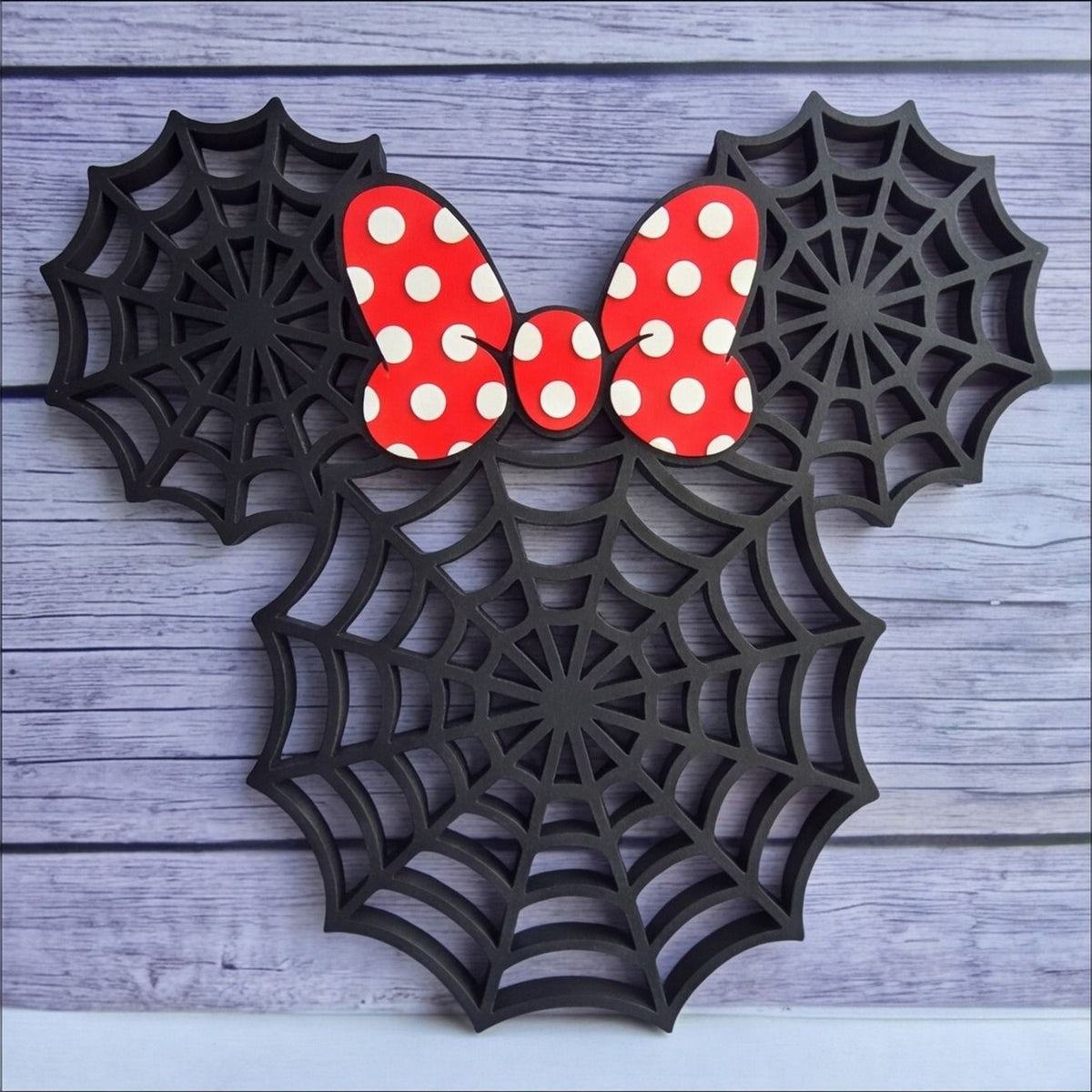 Minnie Mouse Inspired Spider Web Halloween Sign Decor