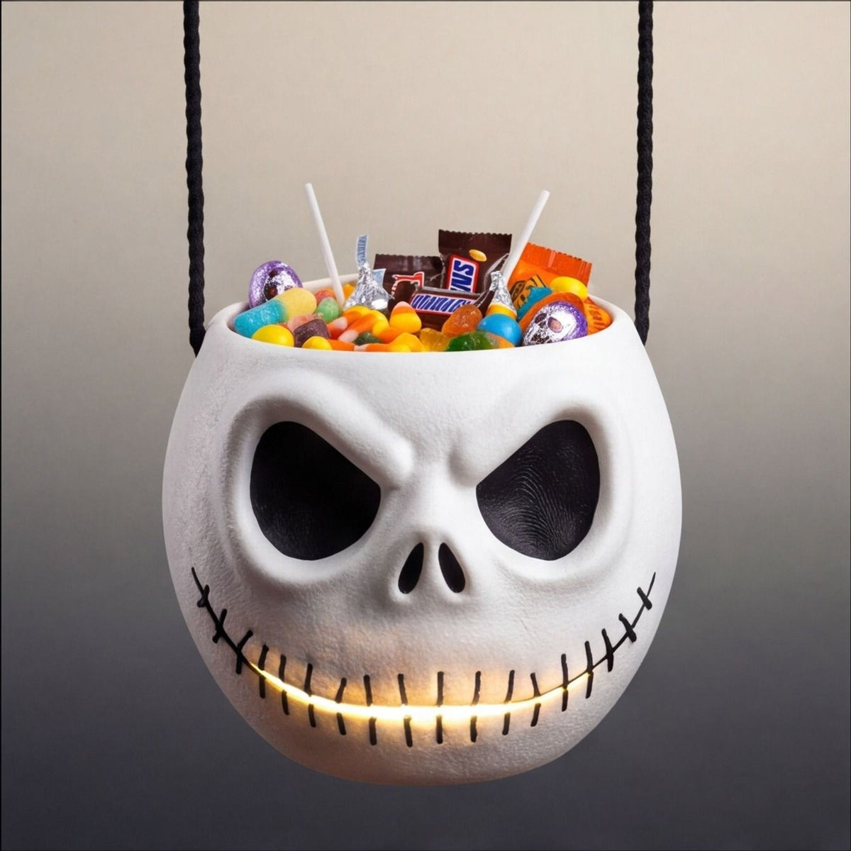 Stitched Skull Candy Bowl with Bone Handle – 3 Sizes