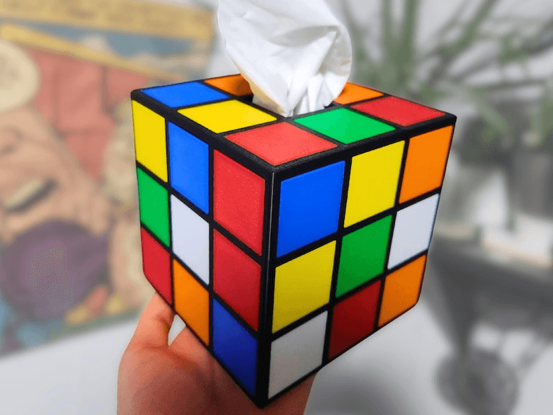 Retro Puzzle Cube-Inspired Novelty Tissue Box Cover