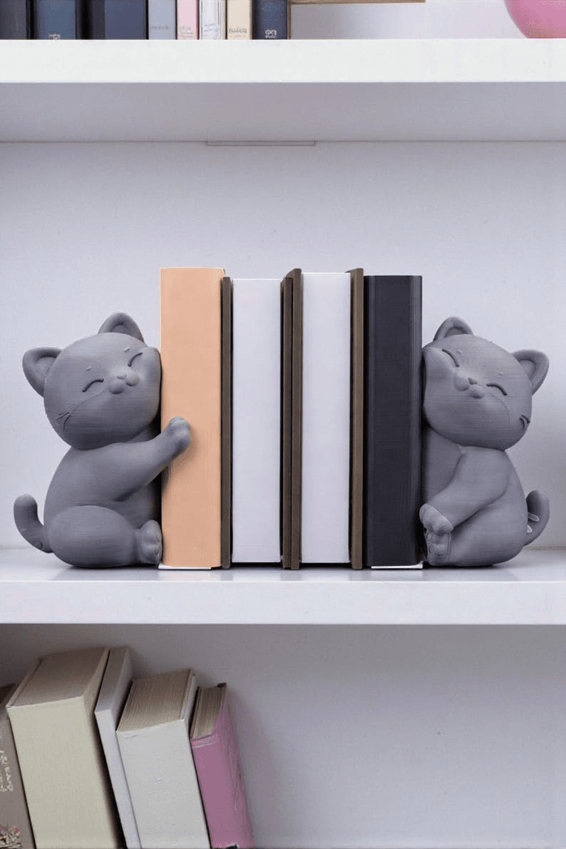 Playful Black Cat Bookends – Cat Lover Shelf Decor