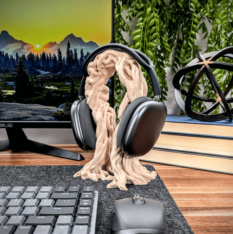 Tree Root Headphone Stand – Wood Branch Gaming Desk Organiser
