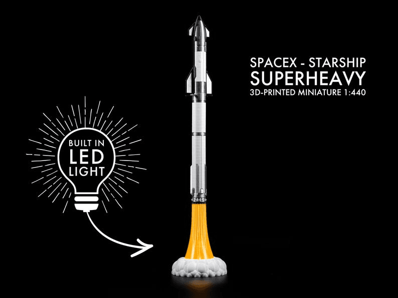 SpaceX Starship Inspired Super Heavy Rocket Lamp Model