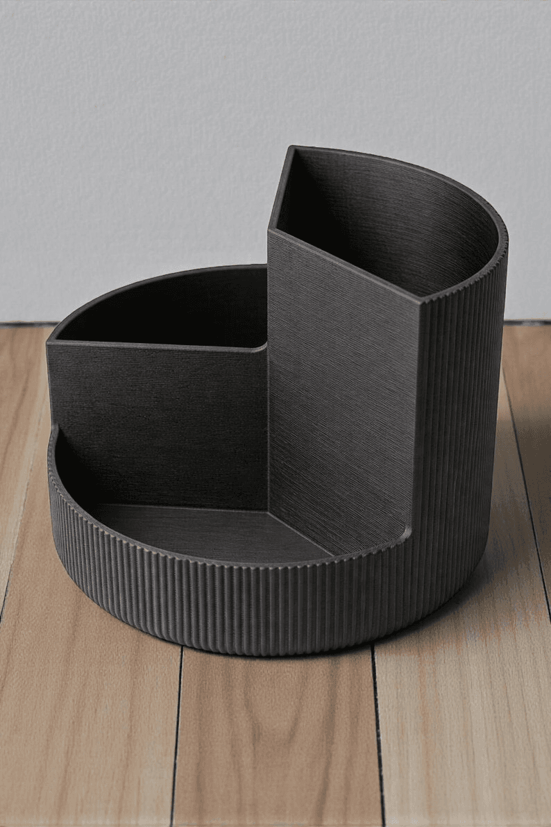 Spiral Ribbed Desk Organizer | Modern Gaming Office Decor