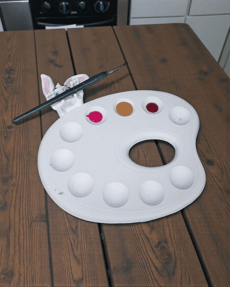 Cute Bunny Artist Paint Palette Desk Decor & Gift