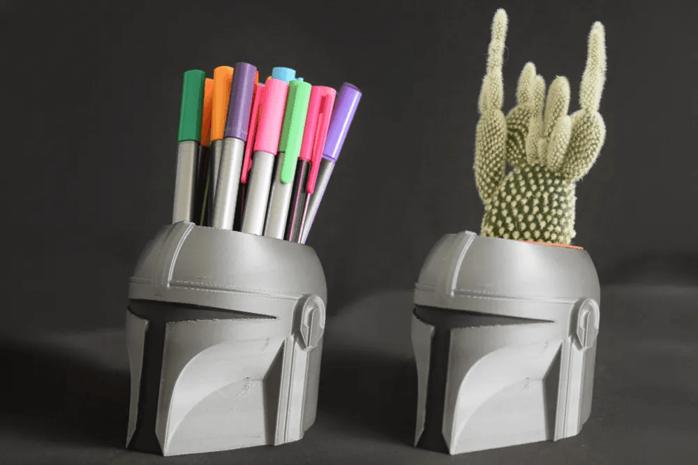 Mandalorian Helmet Inspired Planter & Pen Holder | Fan Decor