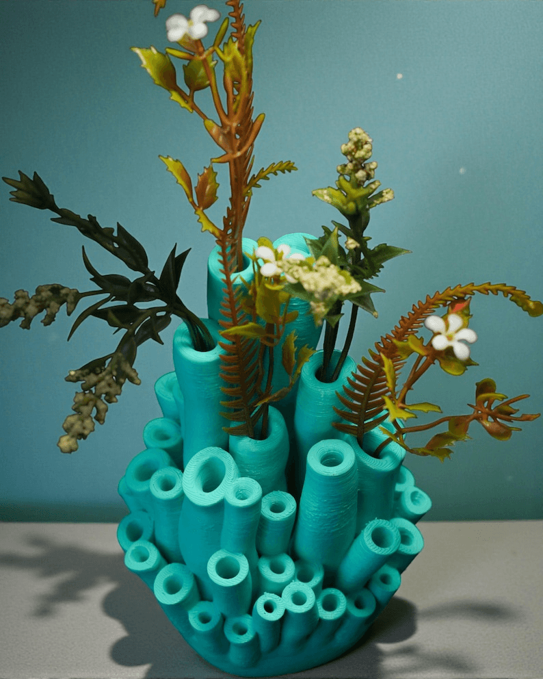 Coral Reef Inspired Tube Vase | Coastal Ocean Decor