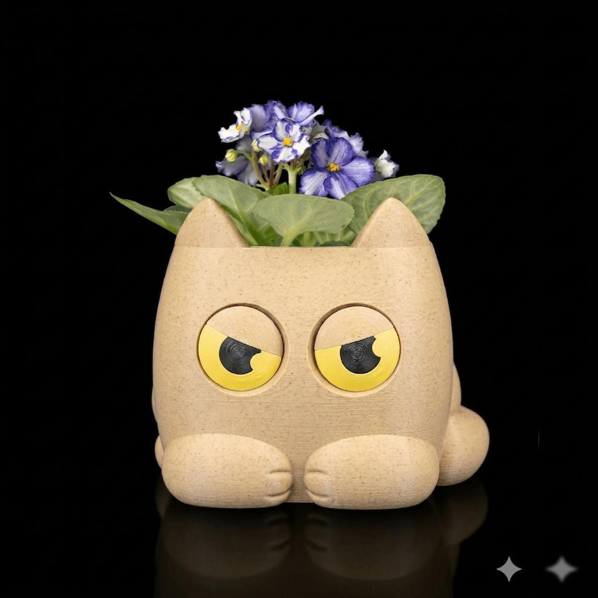 Grumpy Black Cat Planter – Kawaii Kitty Succulent Pot