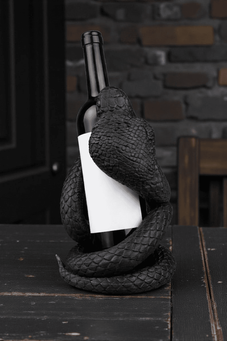 Black Cobra Snake Wine Bottle Holder – Gothic Bar Stand