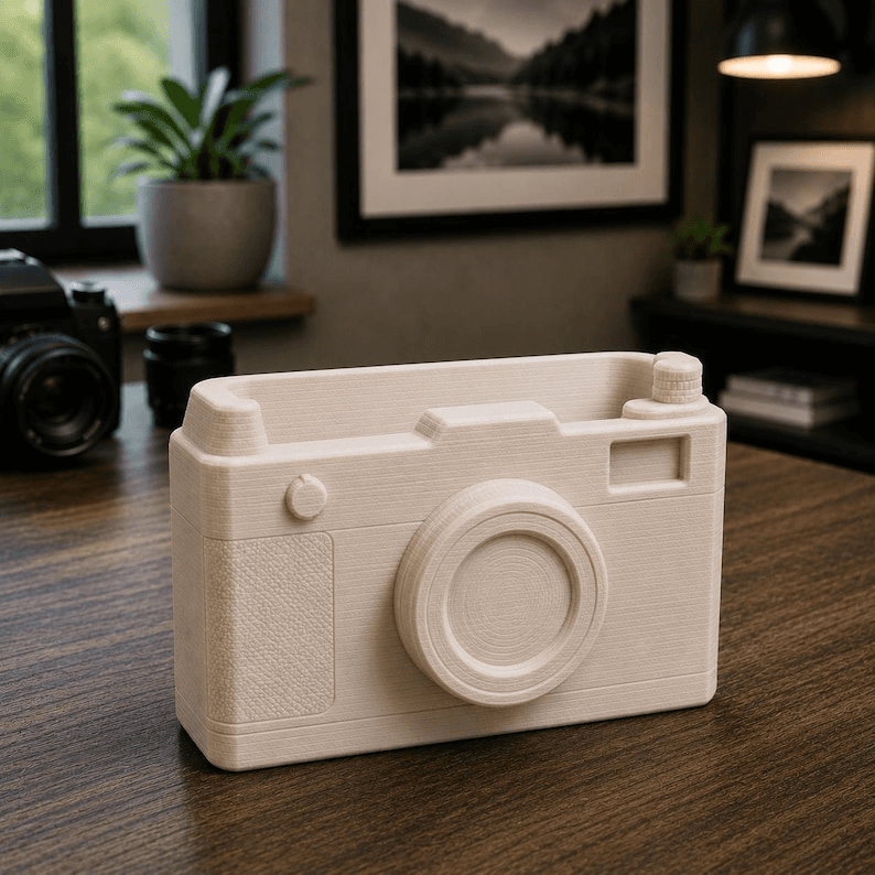 Camera-Shaped Business Card Holder for Photographers