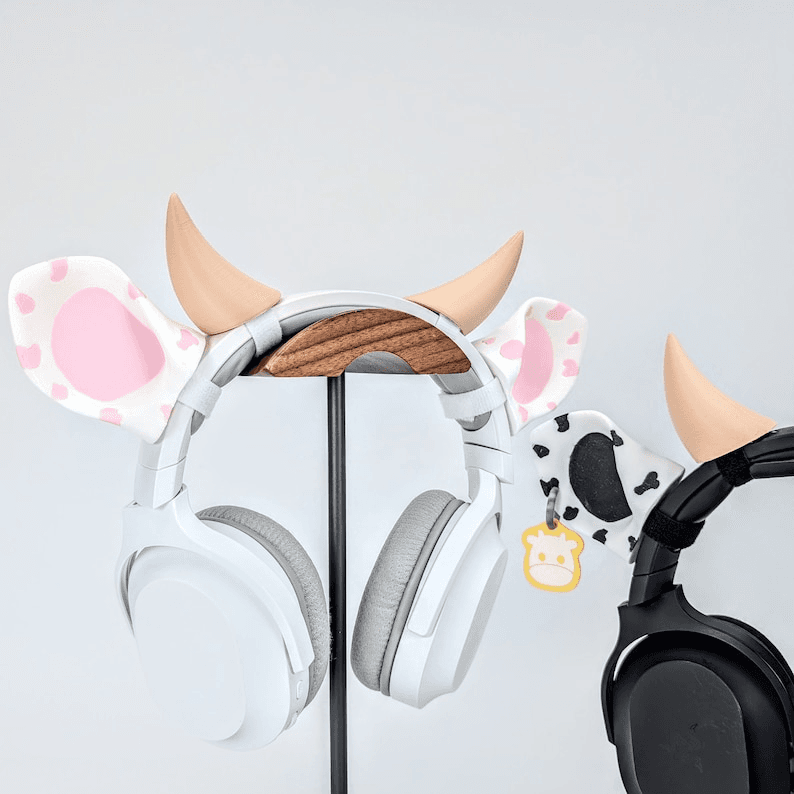 Cow Ears & Horns Headphone Attachment for Gamers