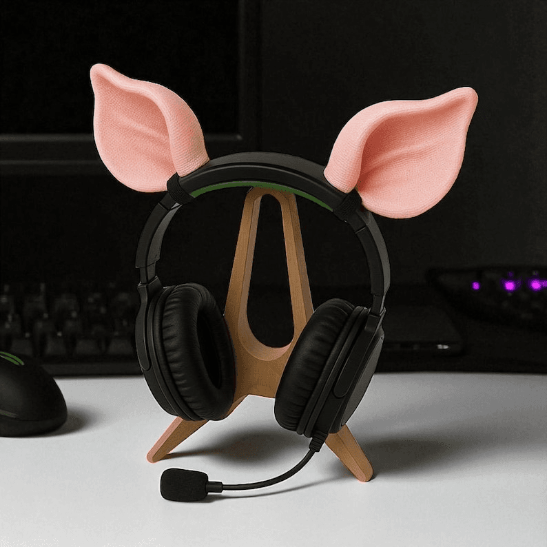 Pig Ears Gaming Headset Attachment | Cosplay Accessory