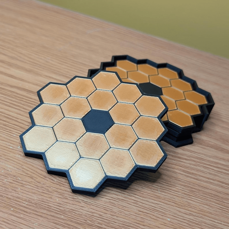 JWST-Inspired Gold Hexagon Mirror Coaster Set