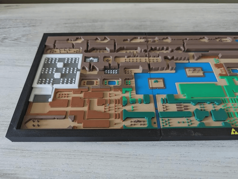 Zelda Inspired Hyrule Overworld Relief Map – 45cm Framed Art