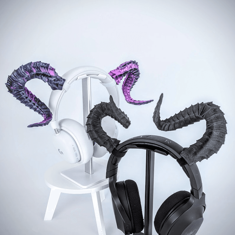 Tiefling Curved Ram Horns – DnD Inspired Headphone Horns