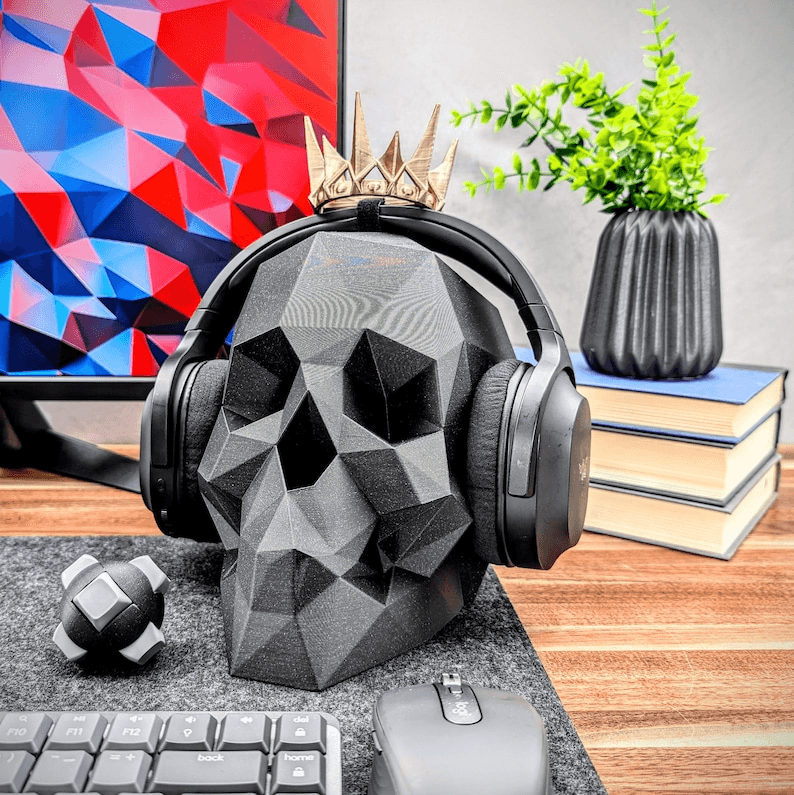 Skull Headphone Stand & Headset Holder for Gaming Desks