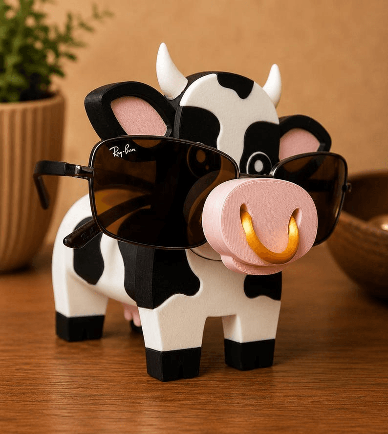 Cute Cow Eyeglass Stand | Farmhouse Desk Organizer