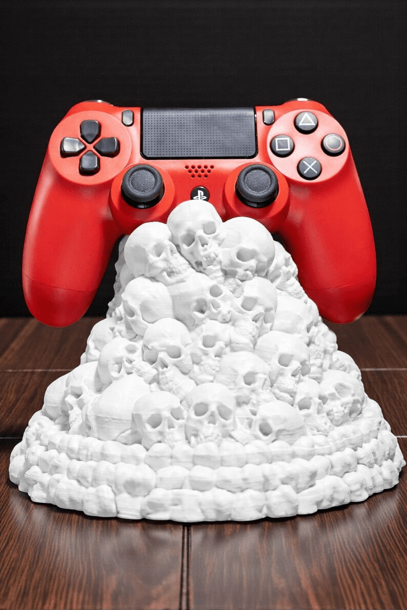 Gothic Skull Pile Gaming Controller Stand – Desk Decor