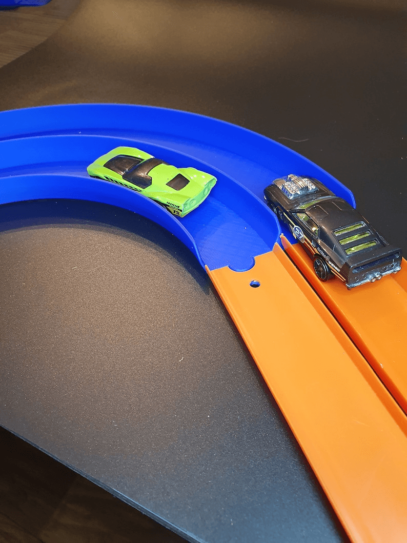 Dual Lane 90° Curve Track Piece for Mini Race Cars
