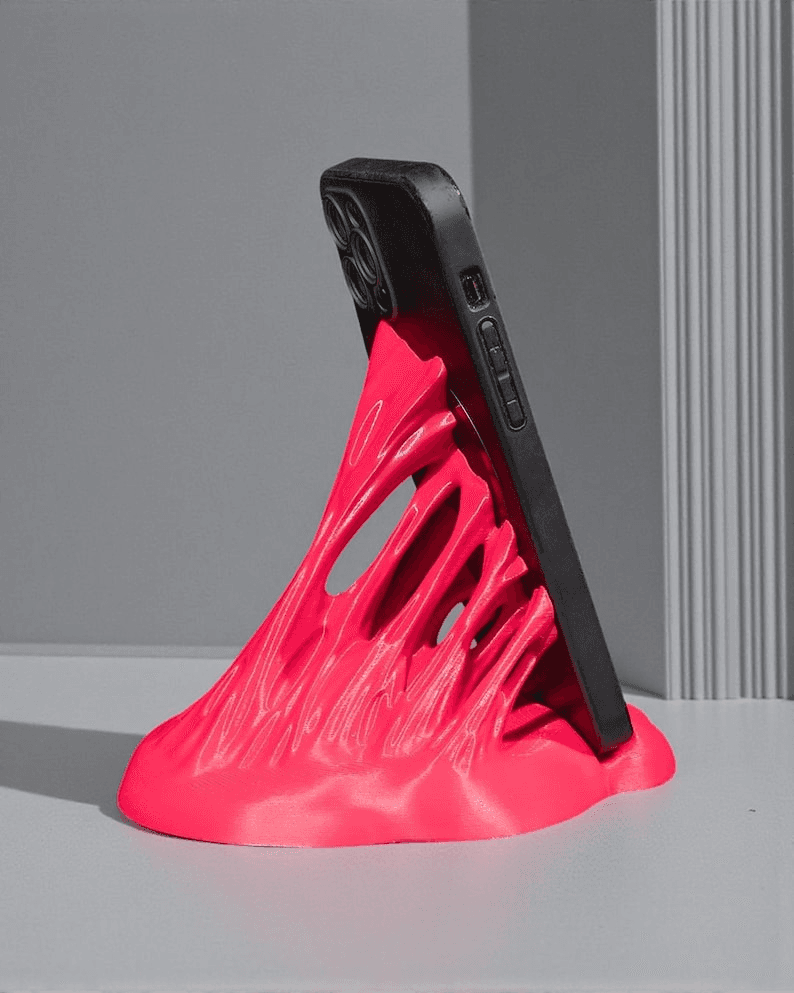 Neon Pink Flame Phone Stand – Bubble Gum Desk Holder